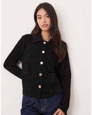 Vila Knitted Polo With Button Details - Black