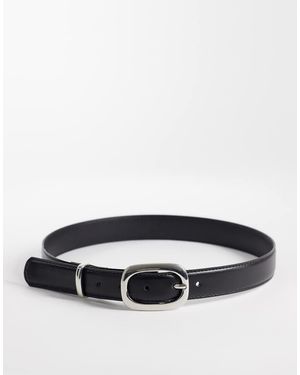 Mango Cinturón Con Hebilla Ovalada De - Blanco