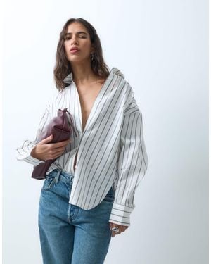 ASOS Dipped Hem Oversized Shirt - Blue