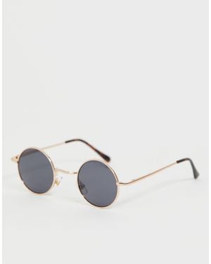 River Island – Kleine, runde Sonnenbrille - Mettallic