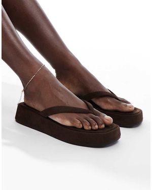 Stradivarius Flatform Sandal - Brown