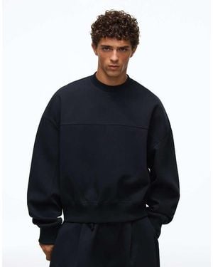 Bershka Boxy Crew Neck Sweatshirt - Blue