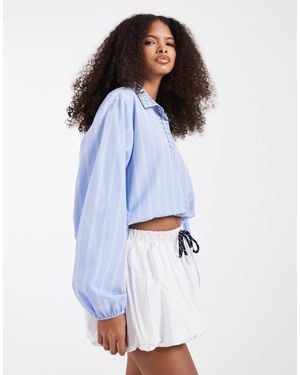 ASOS Ruched Waist Shirt Set - White