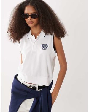 Polo Ralph Lauren Wimbledon Capsule Logo Stretch Mesh Sleeveless Polo Shirt - White