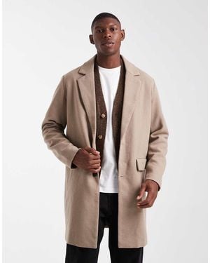 Jack & Jones Wool Blend Overcoat - Natural