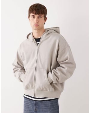 Weekday Sweat à capuche oversize à fermeture éclair - gris clair
