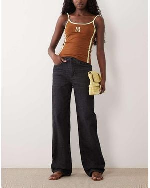 Vila Lisa Jeans Met Halfhoge Taille En Rechte Pijpen - Zwart