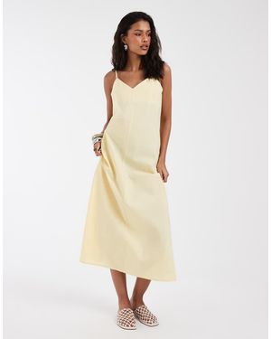Vero Moda Linen Look Cami Strap Midi Dress - Natural