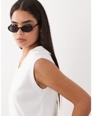 ARKET Knitted Vest With Polo Collar - White