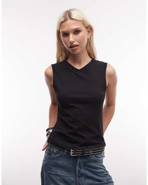 Weekday Top Ajustado Sin Mangas Con Cuello De Pico - Azul