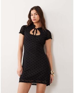 Miss Selfridge Cap Sleeve Keyhole Mini Dress - Black