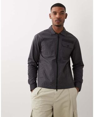 Barbour Crail Wax Ripstop Zip Through Overshirt - Grey