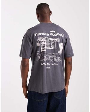 Only & Sons Relaxed Fit T-Shirt With Remo's Back Print - Blue