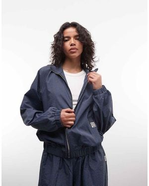 Collusion Chaqueta De Chándal Holgada A Cuadros De Corte Extragrande De Nailon De (Parte De Un Conjunto)-Azul