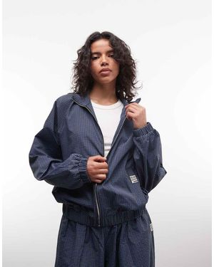 Collusion Xl Baggy Geruit Trainingsjack Van Nylon, Deel Van Co-Ord Set - Blauw