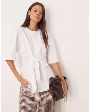 ASOS Oversized T-shirt With Tie Cinch Waist - Natural
