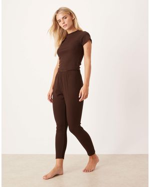 ASOS Asos Design Petite Lounge Mix & Match Rib legging - Natural