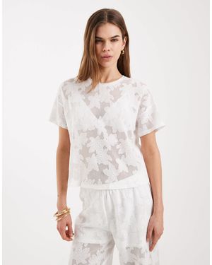 ONLY Boxy Lace T-shirt Co-ord - White