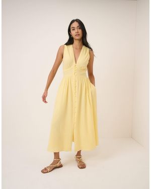 Nobody's Child Starlight Cotton Sleeveless Bodice Detail Midi Dress - Natural
