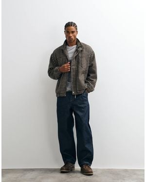 Liquor N Poker Oversized Boxy Nylon Funnel Neck Jacket - Brown