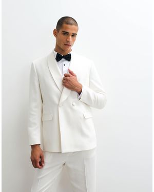 ASOS Regular Double Breasted Tuxedo Suit Jacket - White