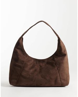 Pieces Faux Suede Slouchy Bag - Brown