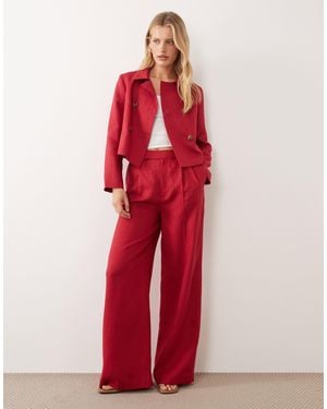 Mango – elegante hose 100% leinen - Rot