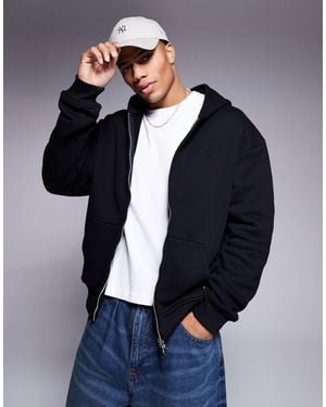 The Couture Club Washed Essentials Zip Through Hoodie - Blue