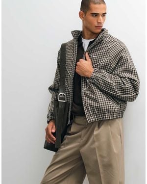 Obey Leisure Training Checked Zip Up Jacket - Grey
