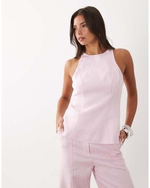 Forever New Top De Sastre De Lino (Parte De Un Conjunto) - Rosa