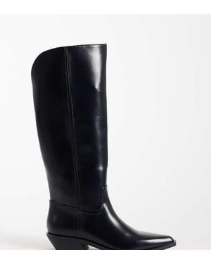 Asos Design Wide Fit Carina Western Knee Boots - Black