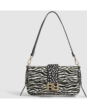 River Island Animal Print Faux Hair On Leather Bag - White