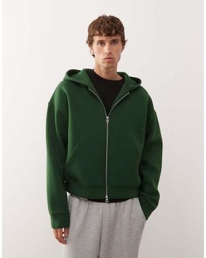 Weekday Simon Scuba Zip Through Hoodie - Green