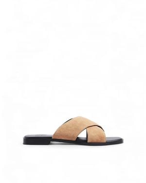 NA-KD Cross Strap Suede Sandals - White