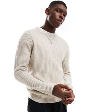JJ Rebel – gerippter pullover mit rundhalsausschnitt - Natur