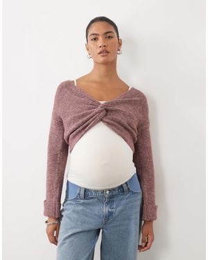 Mama.licious Mamalicious Maternity 2 Function Cropped Sweater With Scrunch Detail - Red