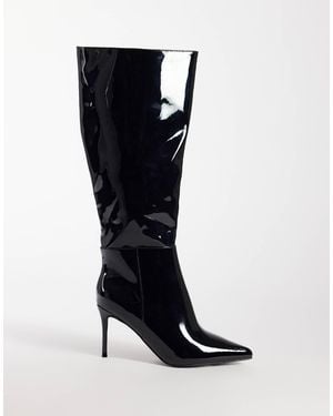 Public Desire Venezuela Stiletto Heel Knee Boots - Black