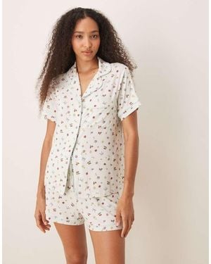 ASOS Superzachte Set Met Korte Mouwen En Short - Wit