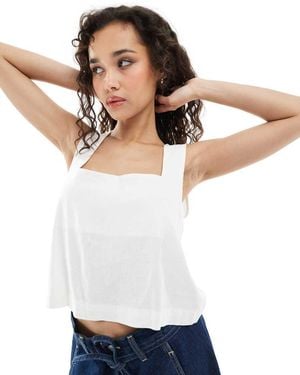 JJXX Square Neck Linen Blend Top - White