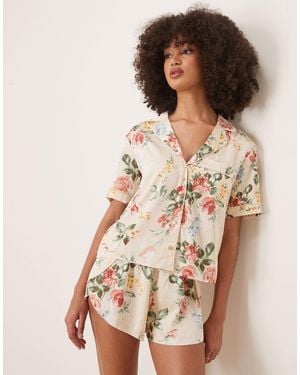 Abercrombie & Fitch Short Sleeve Button Up Pajama Shirt - Brown