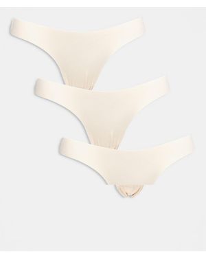 ONLY Pack De 3 Braguitas Brasileñas En Tonos Neutros Con Detalle De Encaje De