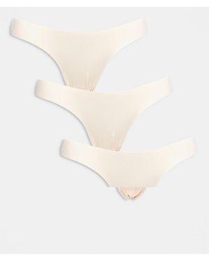 ONLY Pack De 3 Braguitas Brasileñas En Tonos Neutros Con Detalle De Encaje De