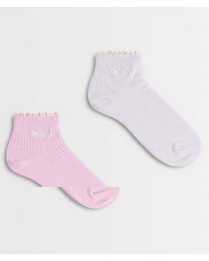 adidas Originals 2 Pack Ruffle Ankle Socks - Pink