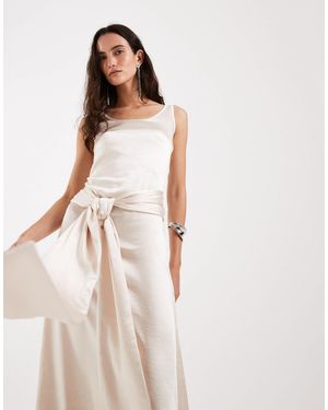 4th & Reckless Satin Drape Waist Detail Scoop Neck Maxi Dress - Pink