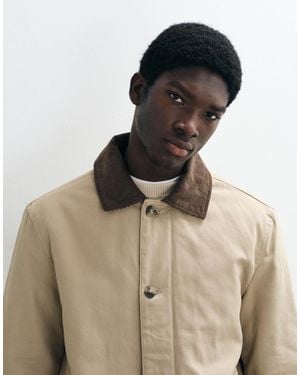 Mango 100% Cotton Barn Jacket With Contrast Collar - Brown