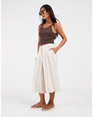 ASOS Petite maßgeschneiderte culotte mit hohem bund und leinen - Natur