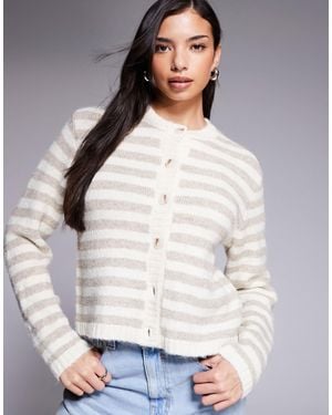 The Frolic Exclusive Fluffy Knit Button-through Cardigan - White