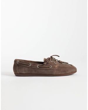 Mango Leather Boat Shoe - Brown