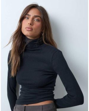 ASOS Top Met Opstaande Boord En Lange Mouwen - Blauw