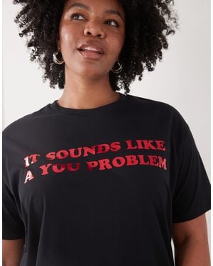 Noisy May Boxy T-shirt With You Problem Text - Black